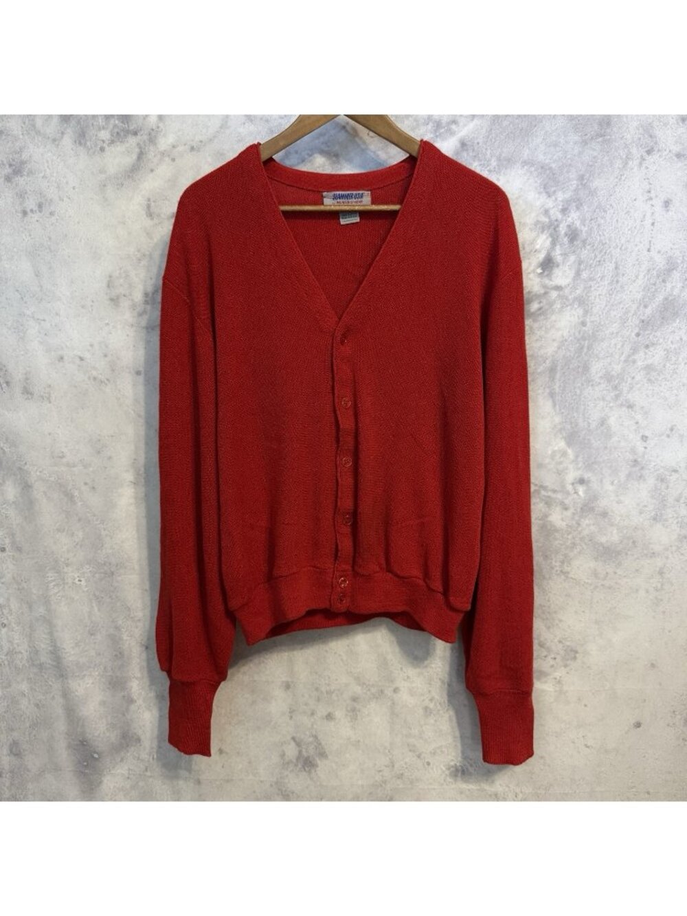 Vintage Slammer USA Munsingwear Knit Cardigan Sweater Mens Large L Red